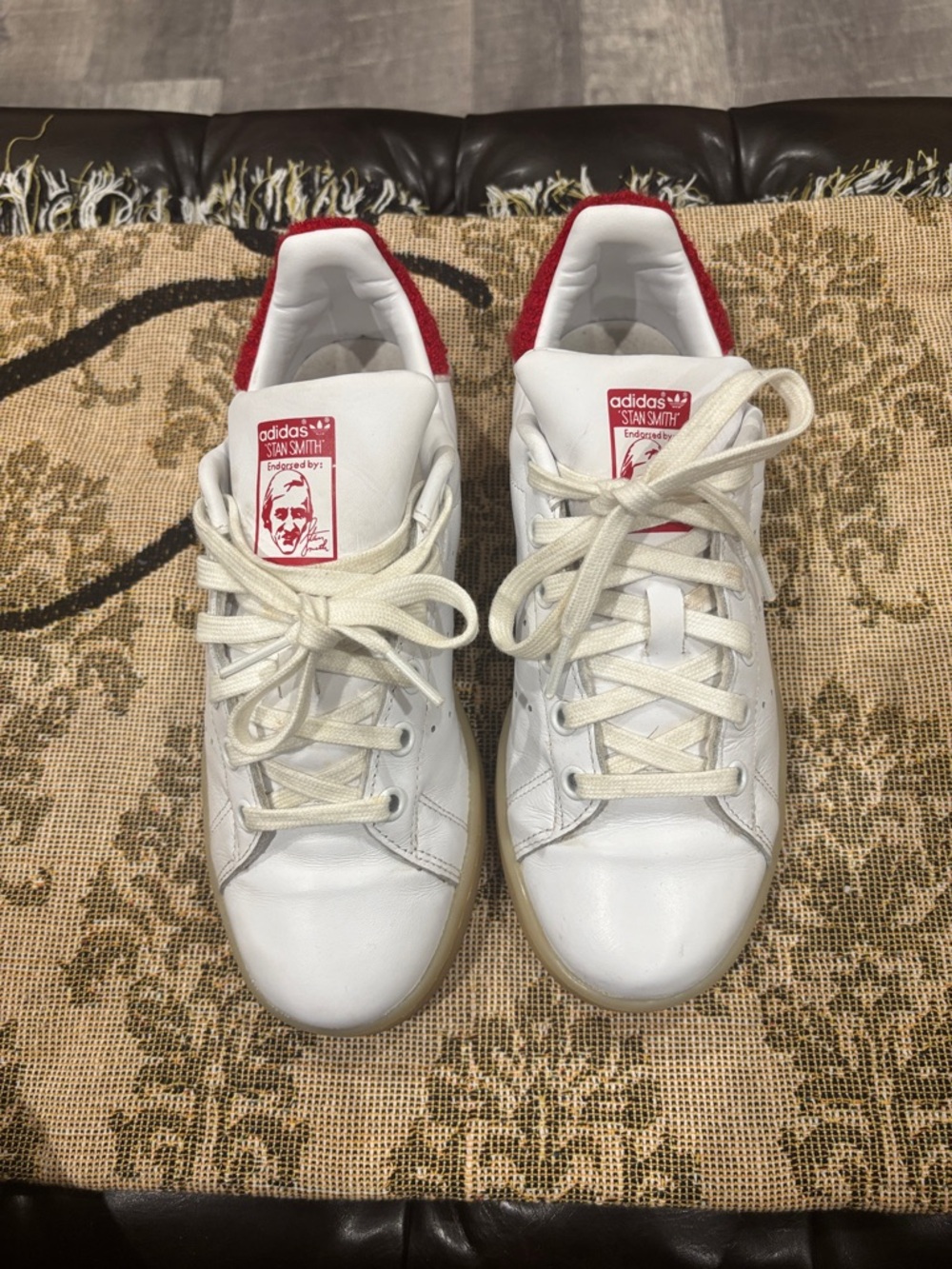 adidas White Sneakers with Red Accents